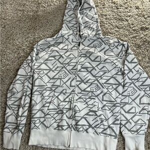 Foxx Men's White Geometric Pattern Hoodie